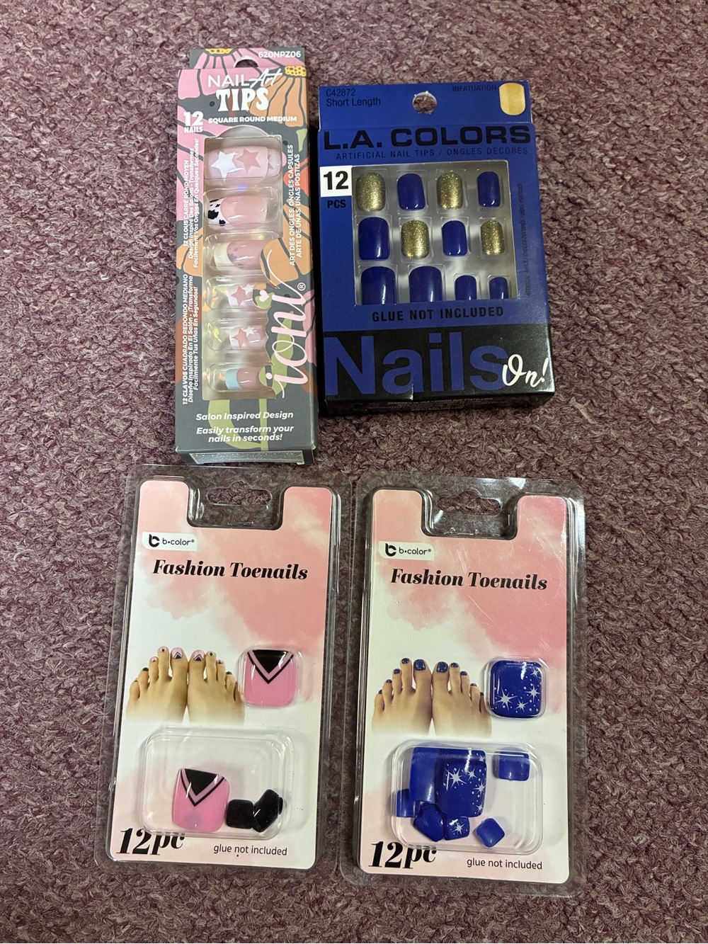 L.A. COLORS Blue & Gold Artificial Nail Tips - 12 Pack